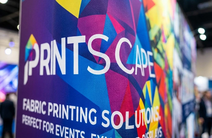 Evet Advertising fabric exhibition booth with printed curved backdrop and counter